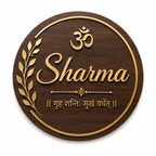 Personalized Wooden Family Name Plate with Om & Sanskrit Blessing | Premium Entrance Nameplate