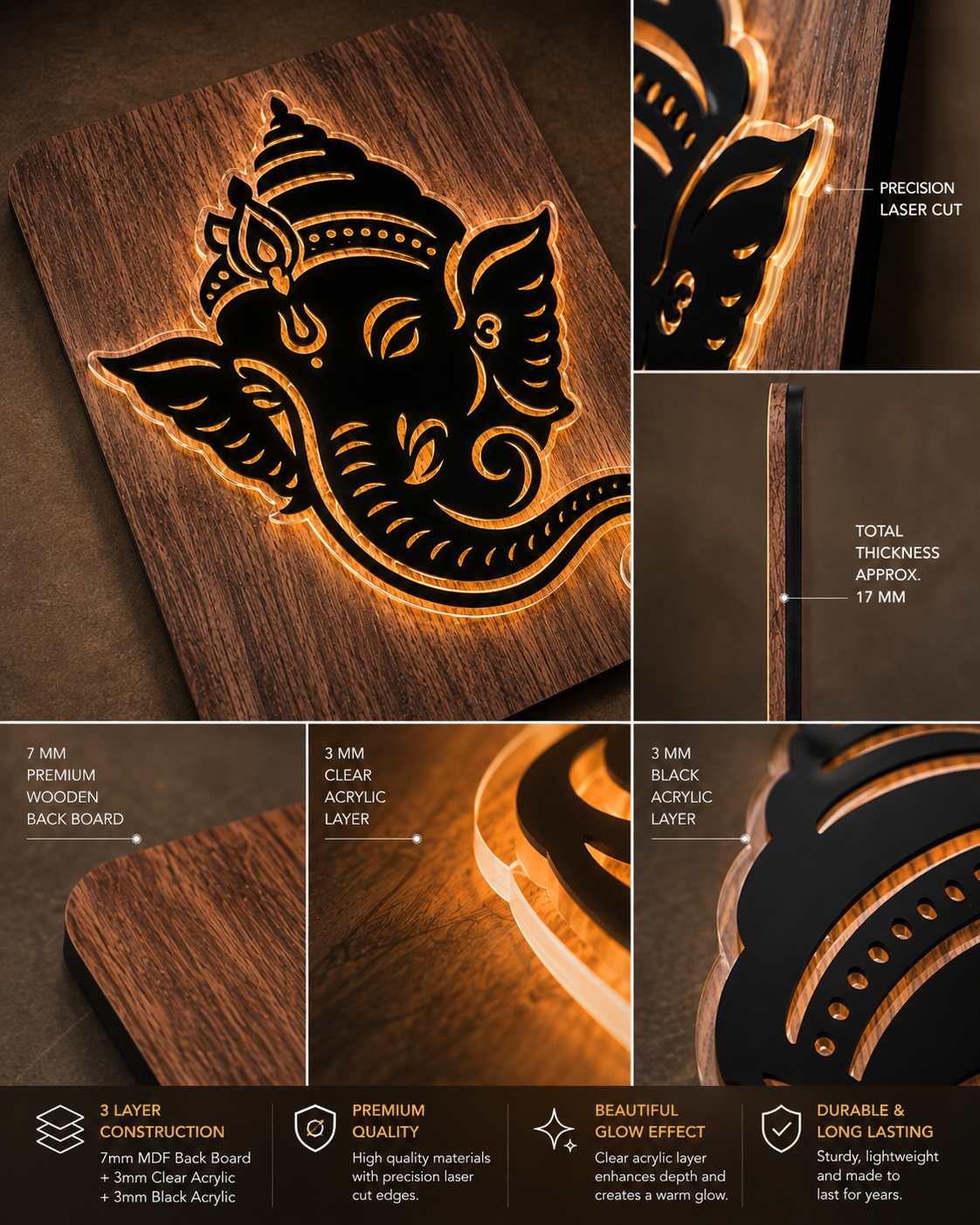 Ganesh acrylic wall decor