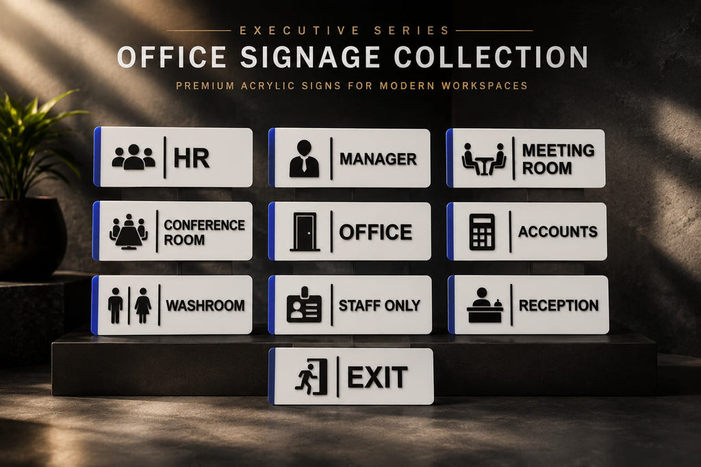 Premium 3D Acrylic Office Signage Suite with Braille – Modern Modular System