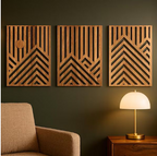 Modern Geometric Wooden Wall Art – Set of 3 Panels